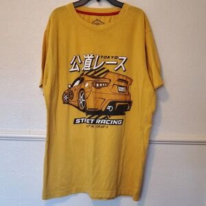 Faze 1 Mens Tokyo Street Racing Graphic T-Shirt Yellow JDM Car Kanji Tee
